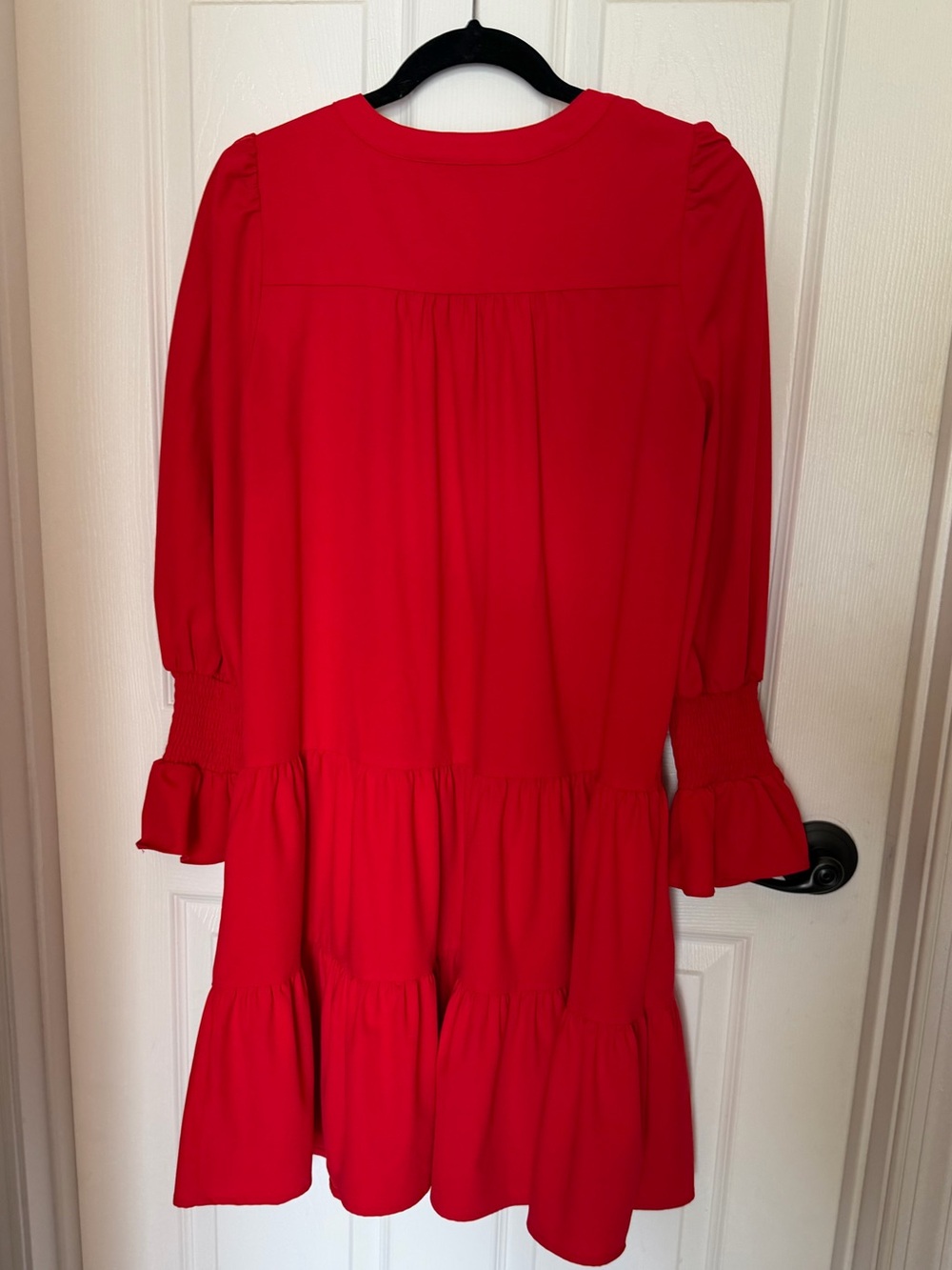 Tuckernuck Pomander Place Red Kenzo Dress S Crepe Puff Sleeve Tiered - Picture 5 of 8